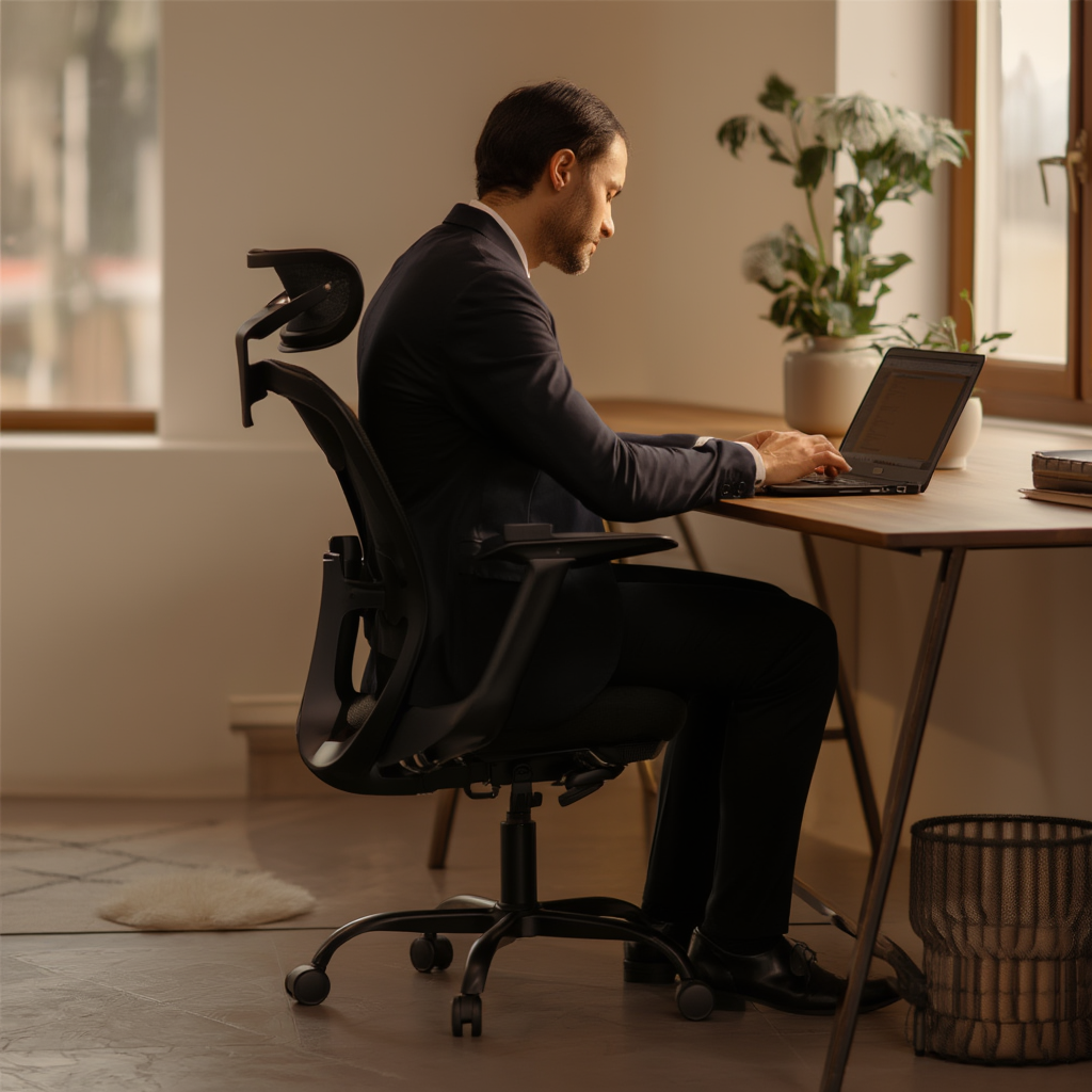 Chaise de bureau pivotante avec accoudoirs rabattables