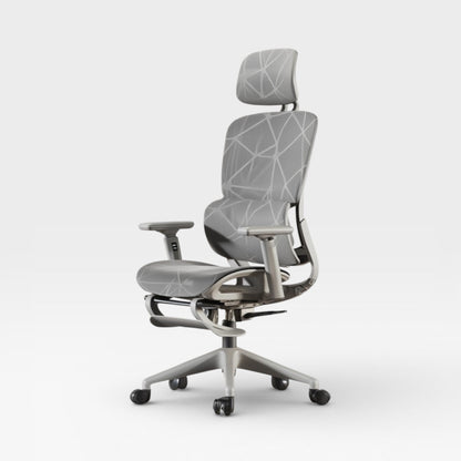 Chaise de bureau pivotante en maille avec accoudoirs et repose pieds relevable