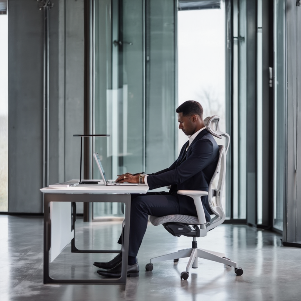 Chaise de bureau pivotante en maille à dossier haut avec support lombaire réglable