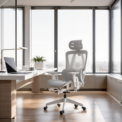 Chaise de bureau pivotante en maille à dossier haut avec support lombaire réglable