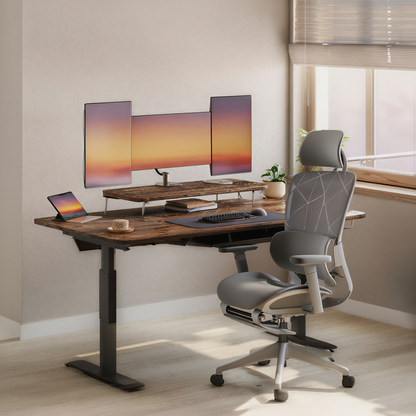 Bureau électrique réglable en hauteur avec tiroir et port USB-C